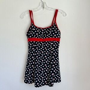 Disney  Swimsuit Dress Minnie Mouse Icons Polka-Dot Print Size Small Missing Bow